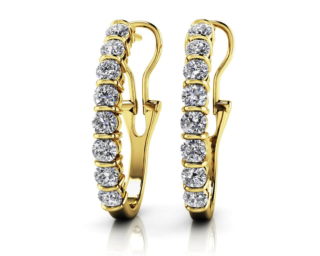 Diamond Oval Shape Hoop Earrings Lab-Grown Diamond  with 1.44 ct.(finished) 2.8mm