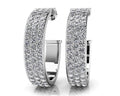 Classic Triple Row Diamond Round Hoop Earrings Diamond  with 3.00 ct.(finished) 1.8mm