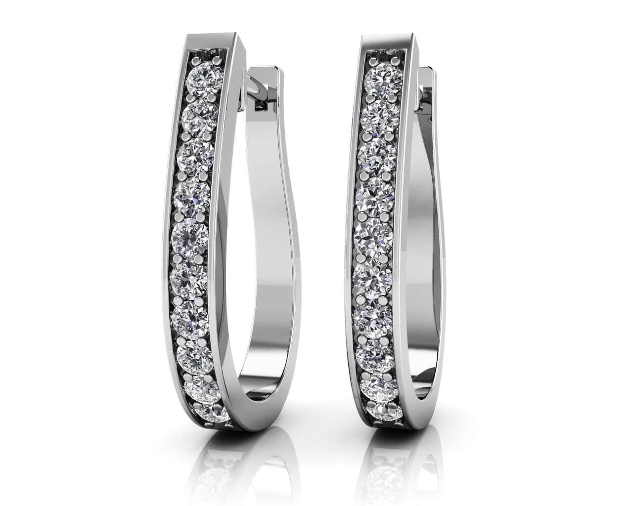 Flame Shaped Diamond Hoop Earrings Diamond  with 1.50 ct.(finished) 2.7mm