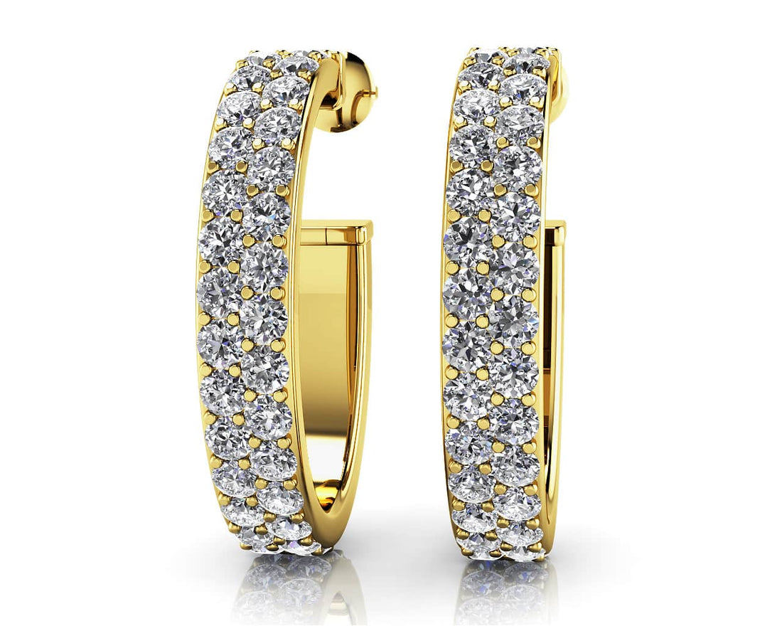 Double Row Diamond Oval Hoop Earrings Diamond  with 2.02 ct.(finished) 1.7mm