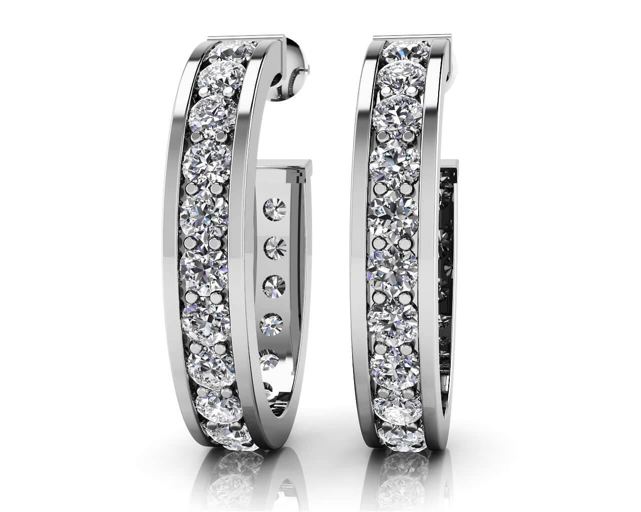 Shared Prong Set Diamond Oval Hoop Earrings Lab-Grown Diamond  with 2.04 ct.(finished) 2.4mm