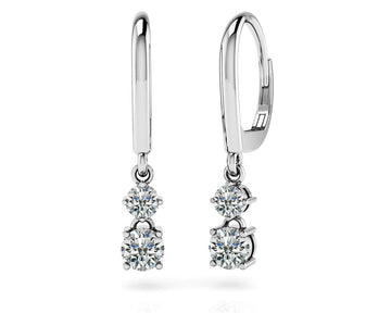 Double Drop Shiny Back Earrings Diamond  with 0.72 ct.(finished) 3mm, 4mm