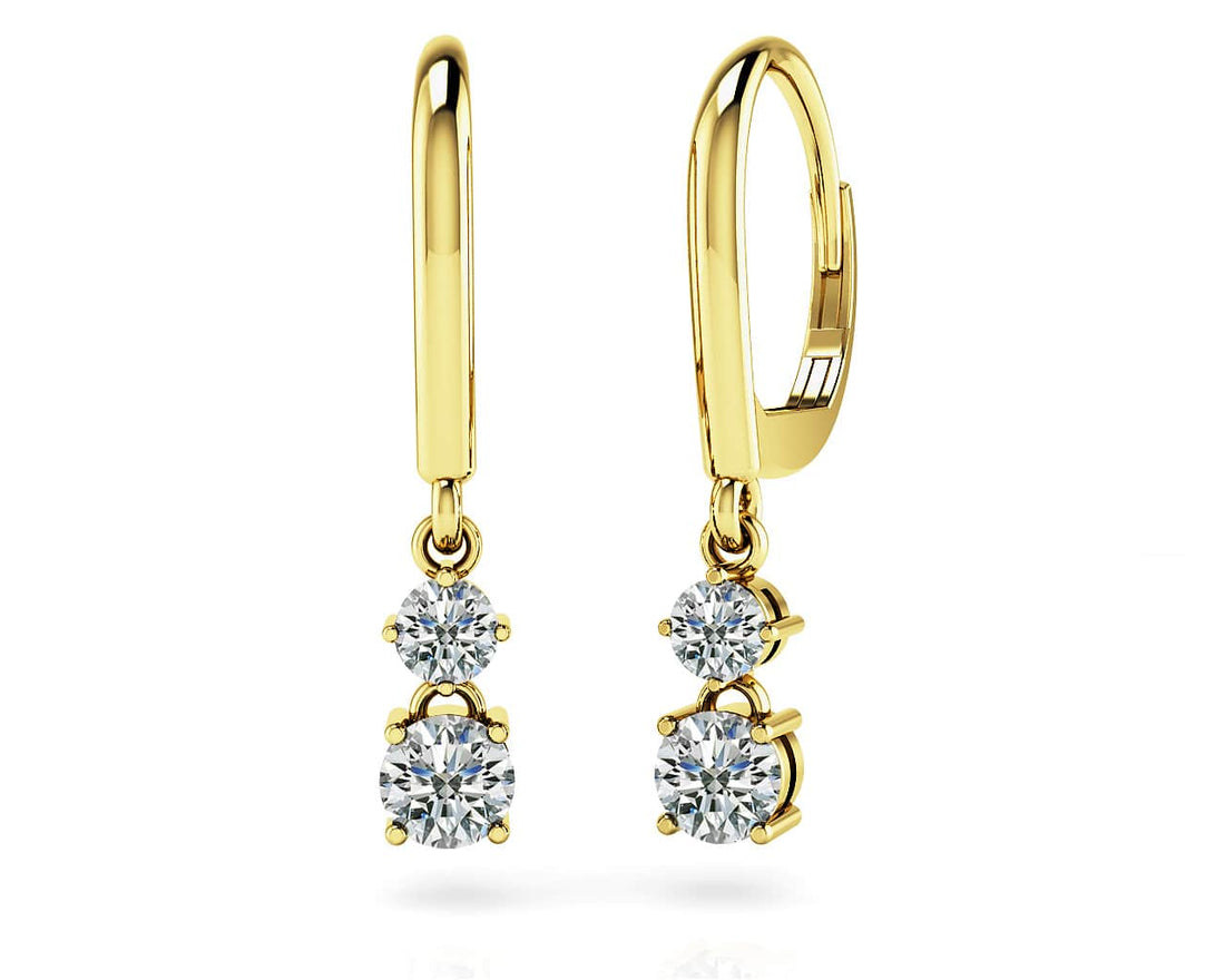 Double Drop Shiny Back Earrings Diamond  with 0.72 ct.(finished) 3mm, 4mm