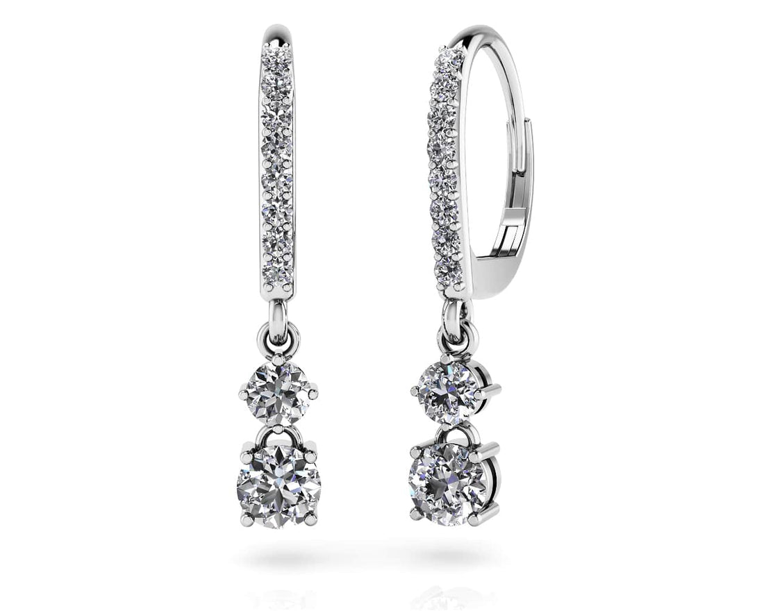 Double Drop Diamond Hoop Earrings Diamond  with 0.59 ct.(finished) 1mm, 2.7mm, 3.5mm