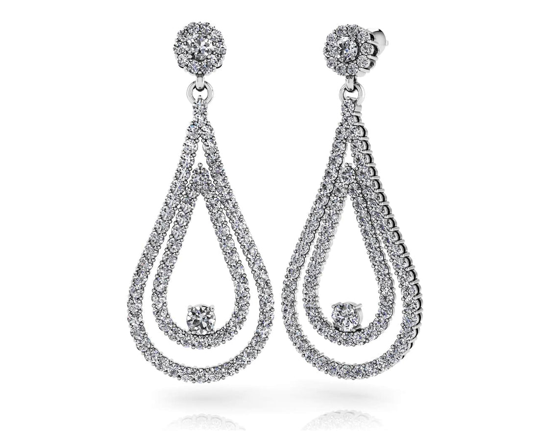 Double Drop Diamond Swing Earrings Lab-Grown Diamond  with 2.91 ct.(finished) 1.5mm, 3.1mm