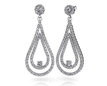 Double Drop Diamond Swing Earrings Diamond  with 1.61 ct.(finished) 1.2mm, 2.5mm, 2.7mm