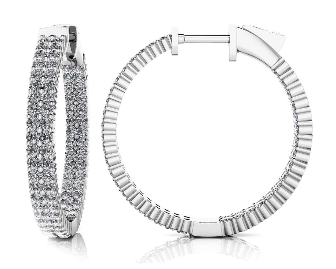 Double Row Inside Out Diamond Hoop Earrings Small Lab-Grown Diamond  with 2.82 ct.(finished) 1.7mm