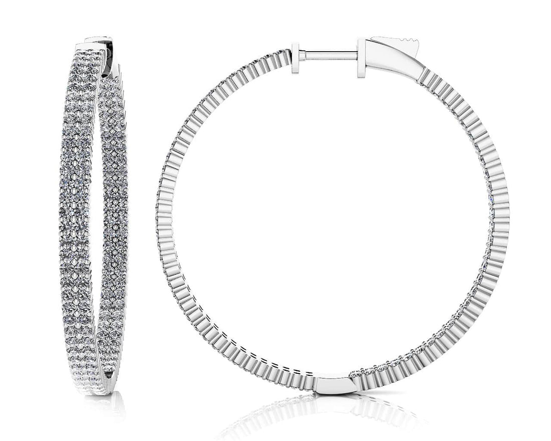 Double Row Inside Out Diamond Hoop Earrings Large Diamond  with 3.43 ct.(finished) 1.4mm