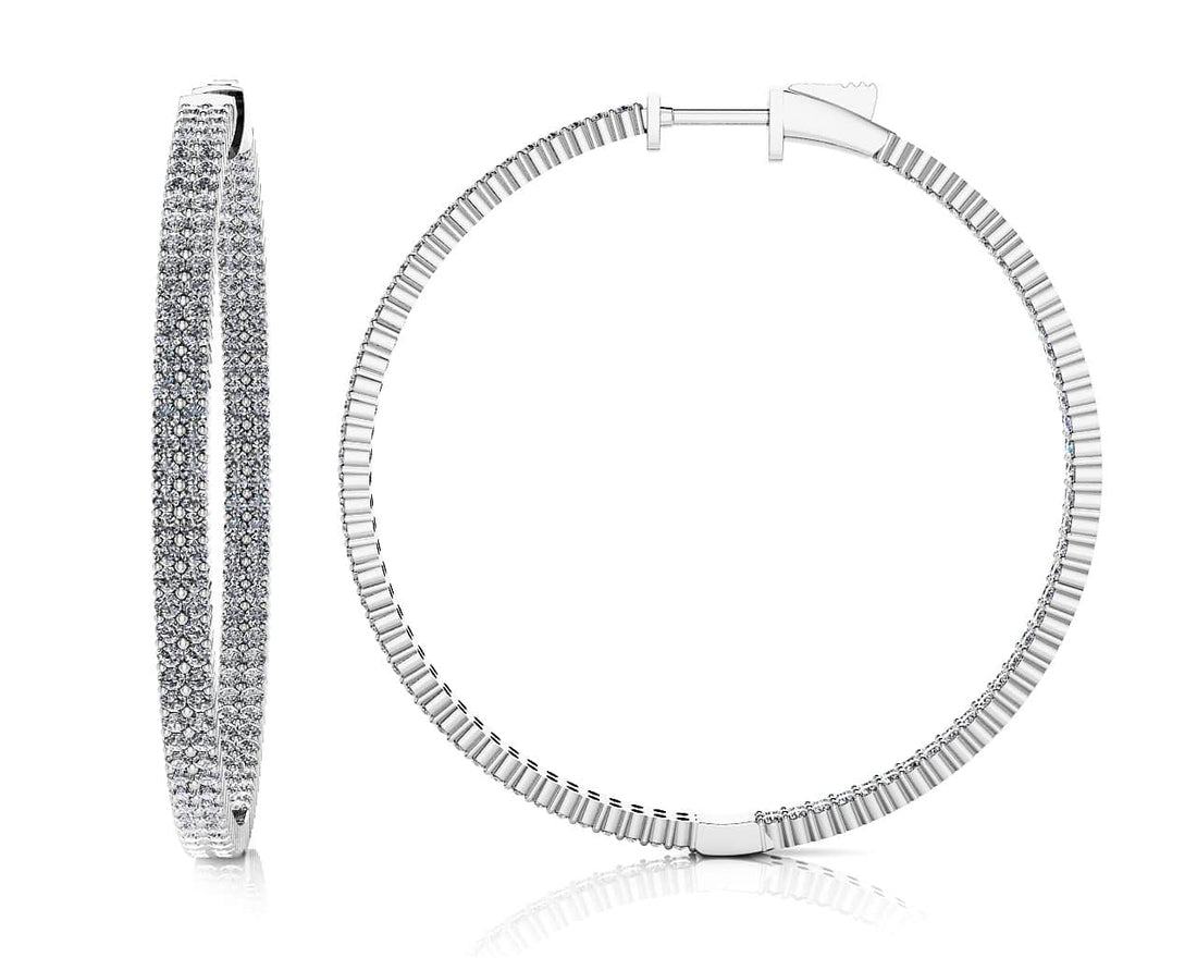 Double Row Inside Out Diamond Hoop Earrings Extra Lab-Grown Diamond  with 5.98 ct.(finished) 1.7mm