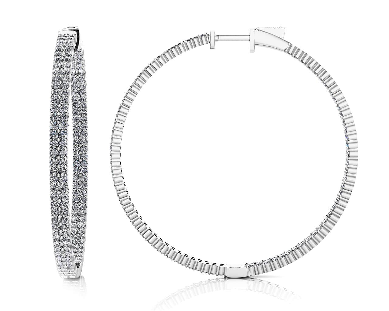 Double Row Inside Out Diamond Hoop Earrings Extra Diamond  with 5.98 ct.(finished) 1.7mm