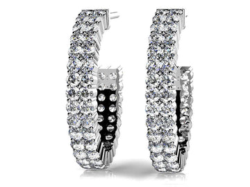 Two Row Diamond Open Hoop Earrings In Diamond  with 2.16 ct.(finished) 1.6mm