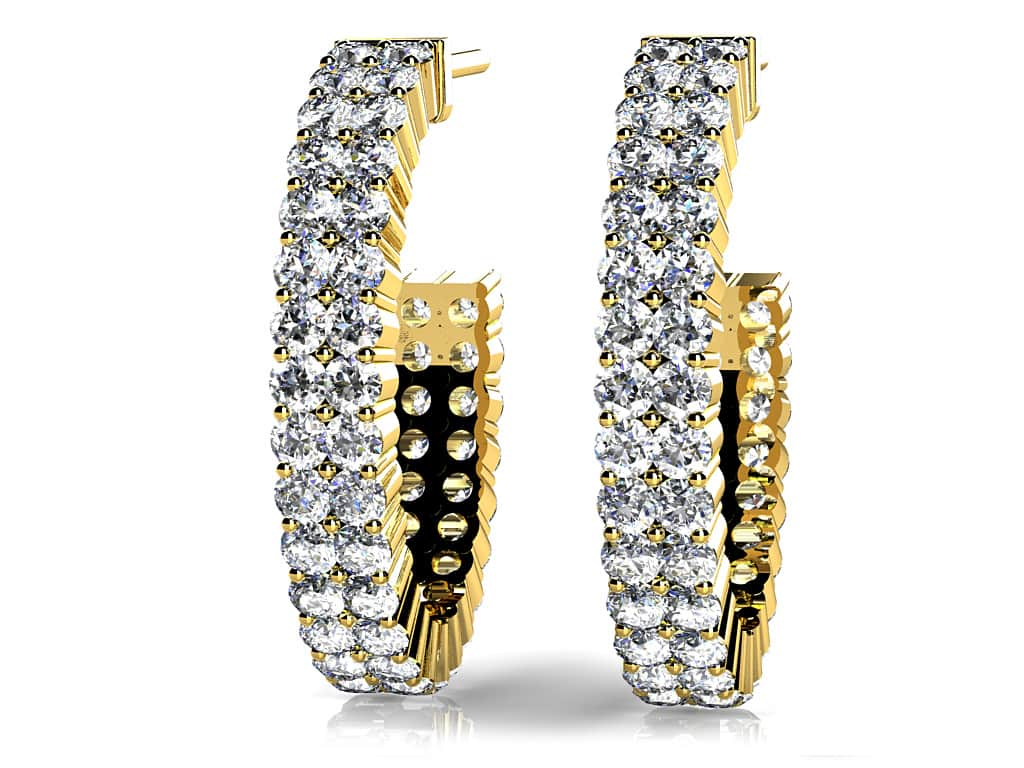 Two Row Diamond Open Hoop Earrings In Diamond  with 2.16 ct.(finished) 1.6mm