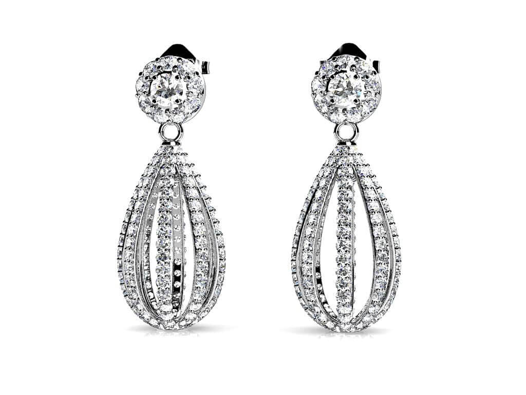 Dreamy Diamond Drop Earrings Lab-Grown Diamond  with 2.28 ct.(finished) 1.1mm, 1.7mm, 2.5mm