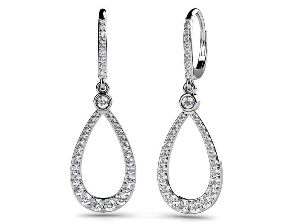 Diamond Lined Designer Teardrop Earring Diamond  with 1.22 ct.(finished)