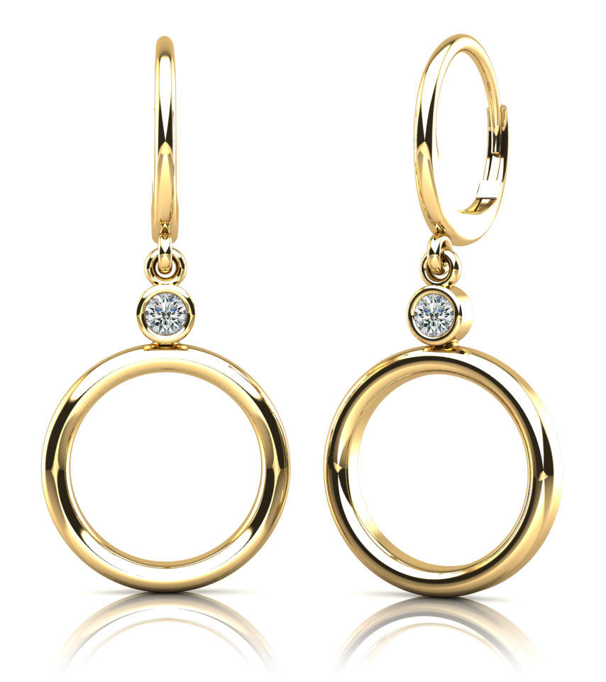 Double Circle Drop Diamond Hoop Earrings Diamond  with 0.24 ct.(finished) 3.2mm