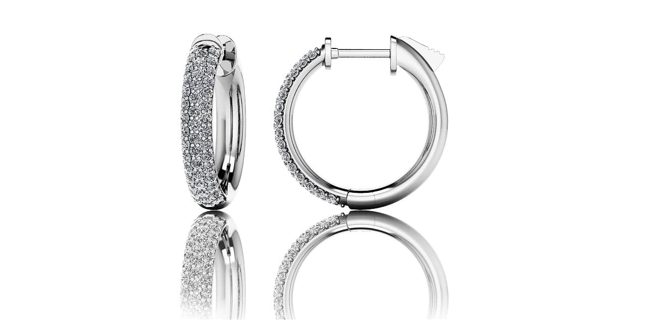 Extra Small Triple Row Diamond Hoop Earrings Lab-Grown Diamond  with 0.67 ct.(finished) 1.1mm