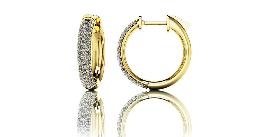 Extra Small Triple Row Diamond Hoop Earrings Lab-Grown Diamond  with 0.67 ct.(finished) 1.1mm