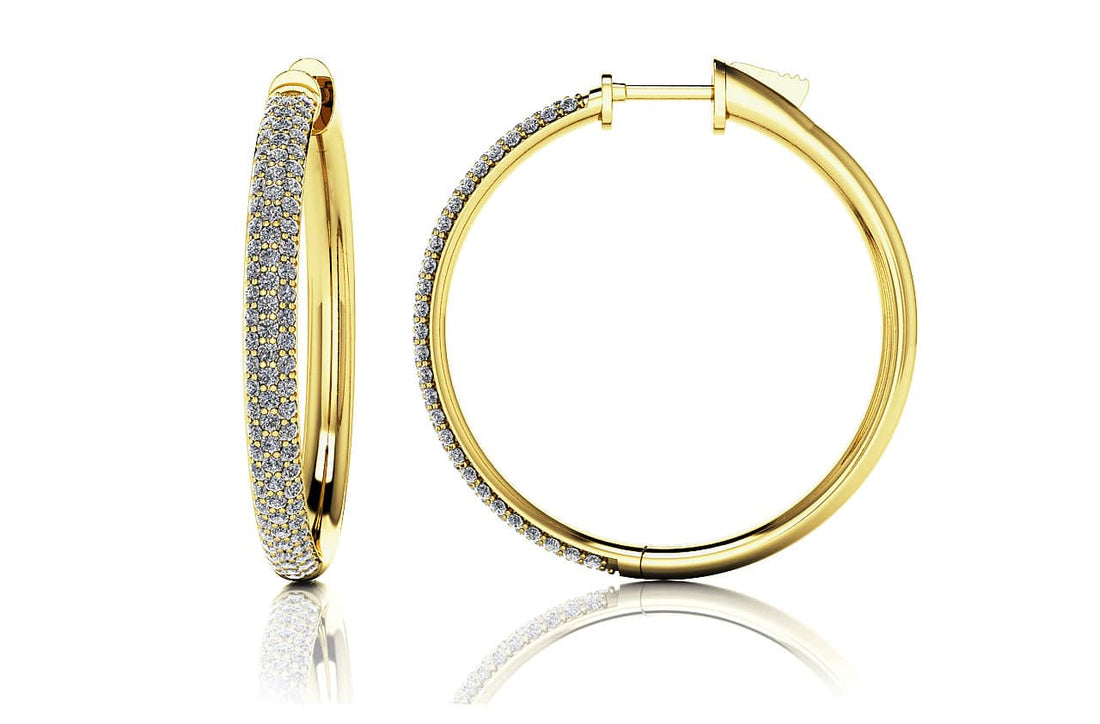 Medium Triple Row Diamond Hoop Earrings Lab-Grown Diamond  with 2.28 ct.(finished) 1.5mm