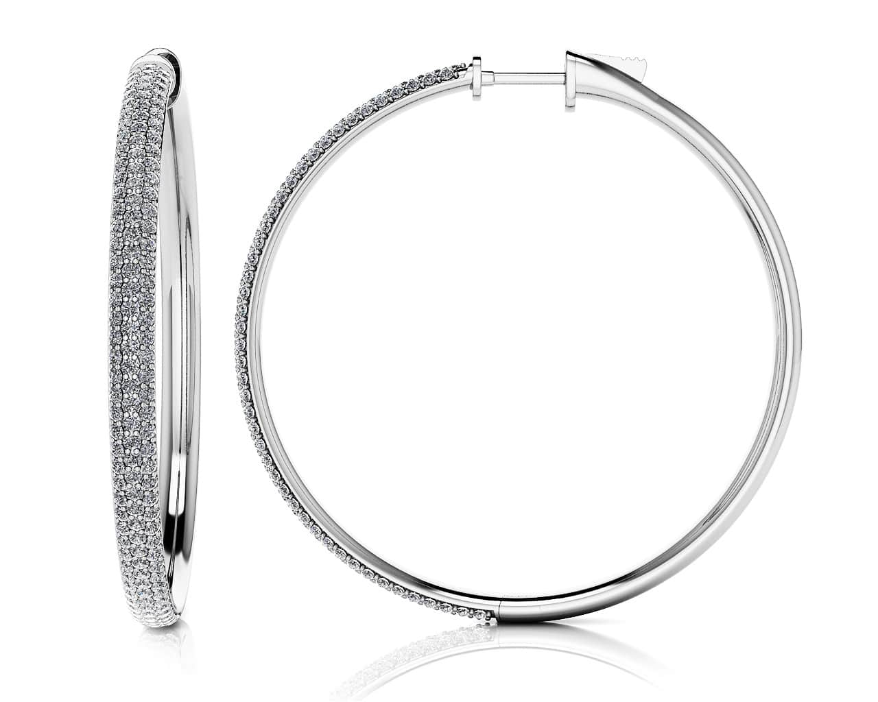 Extra Large Triple Row Diamond Hoop Earrings Diamond  with 3.27 ct.(finished) 1.5mm