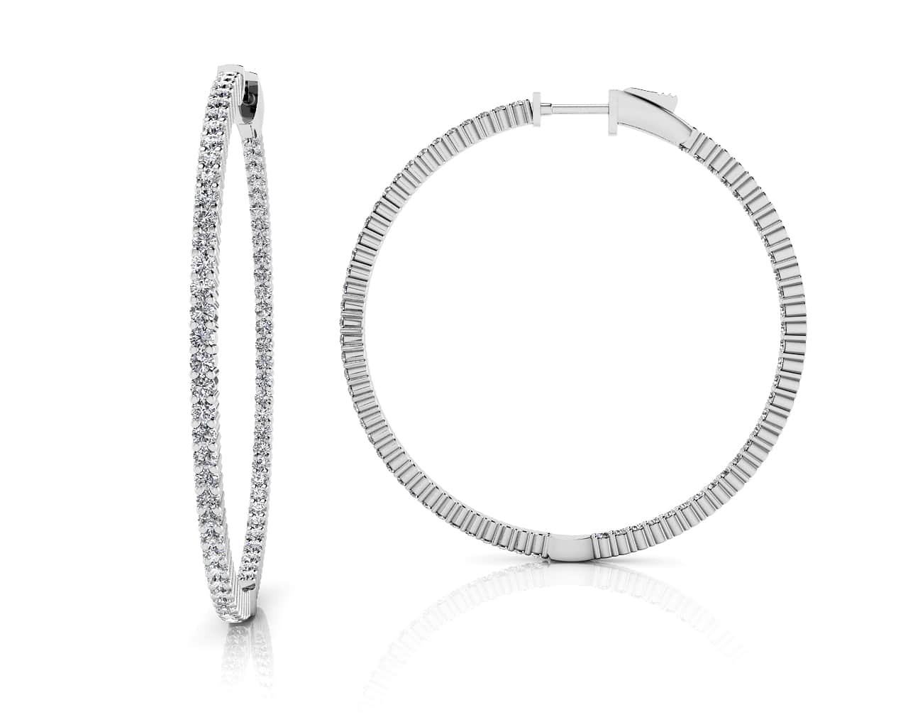 Single Row Inside Out Diamond Hoop Earring Medium Lab-Grown Diamond  with 1.94 ct.(finished) 1.7mm