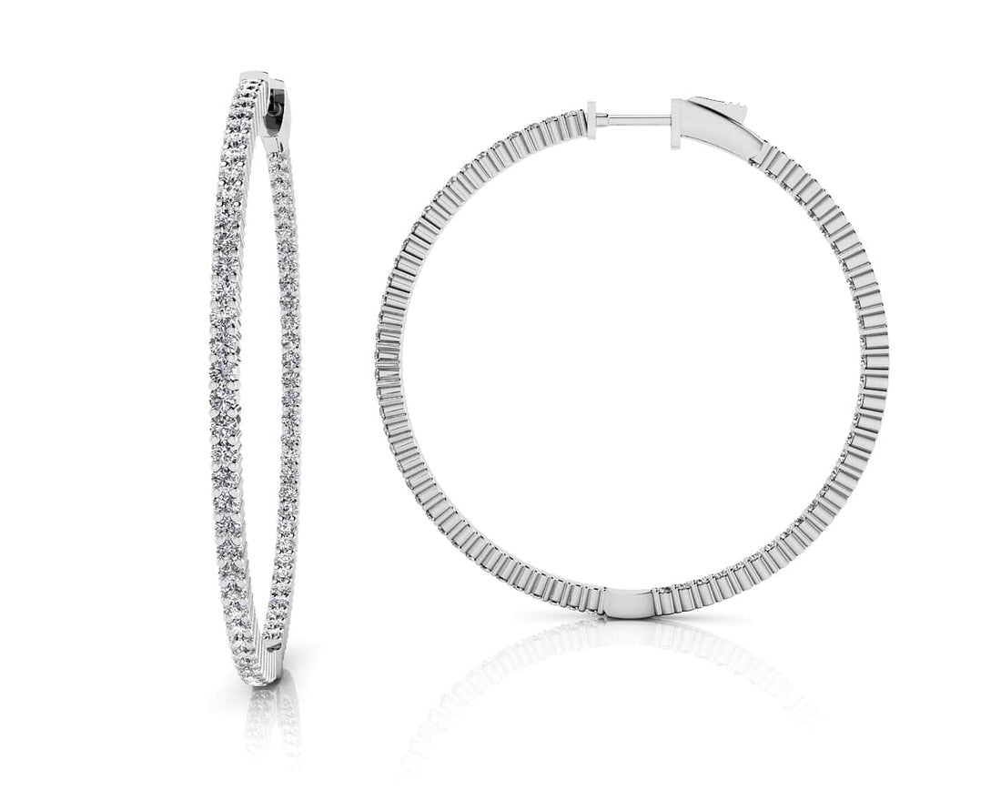 Single Row Inside Out Diamond Hoop Earring Medium Diamond  with 1.47 ct.(finished) 1.5mm