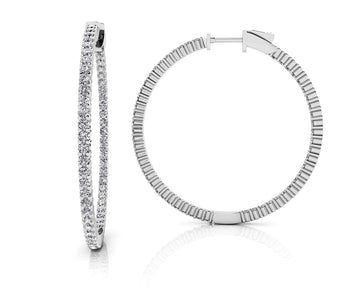 Single Row Inside Out Diamond Hoop Earring Large Lab-Grown Diamond  with 2.38 ct.(finished) 1.7mm