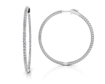 Inside Out Prong Set Diamond Hoop Earring X Large Diamond  with 4.79 ct.(finished) 2.3mm