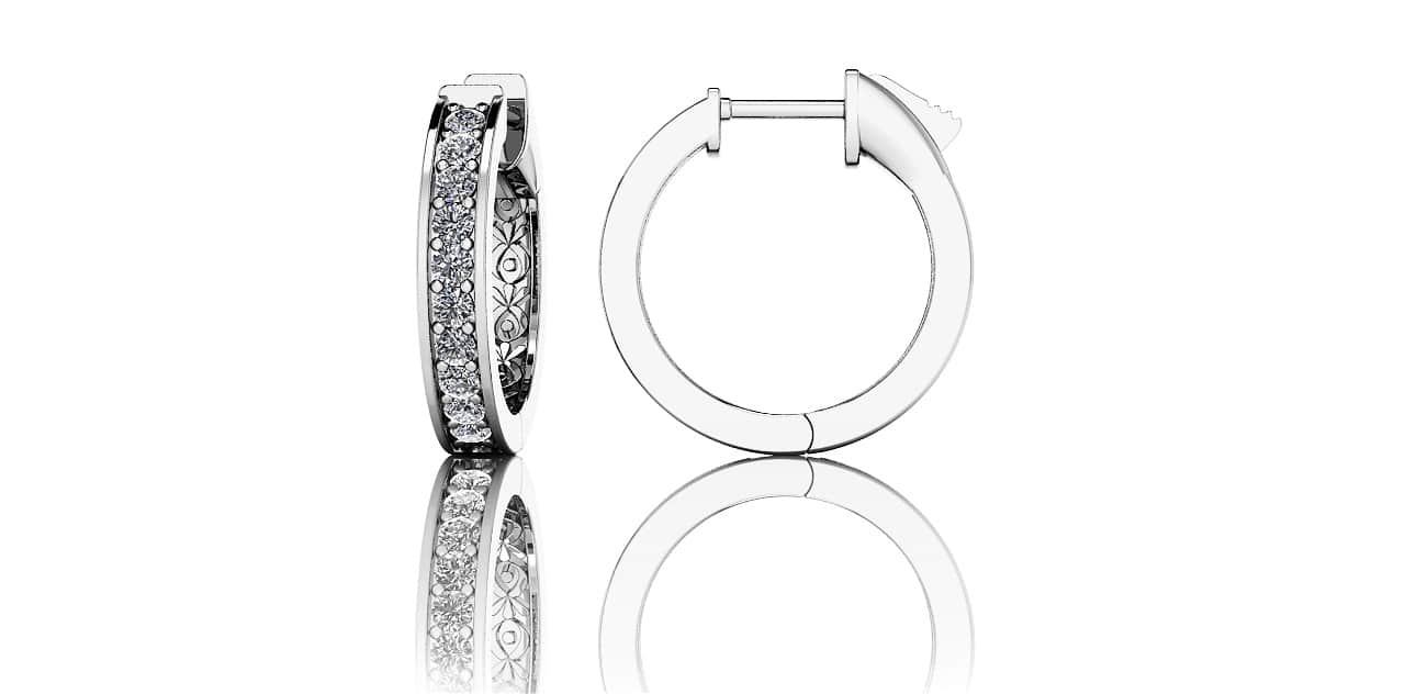 Petit Shared Prong Single Row Diamond Hoops Lab-Grown Diamond  with 0.92 ct.(finished) 2.4mm