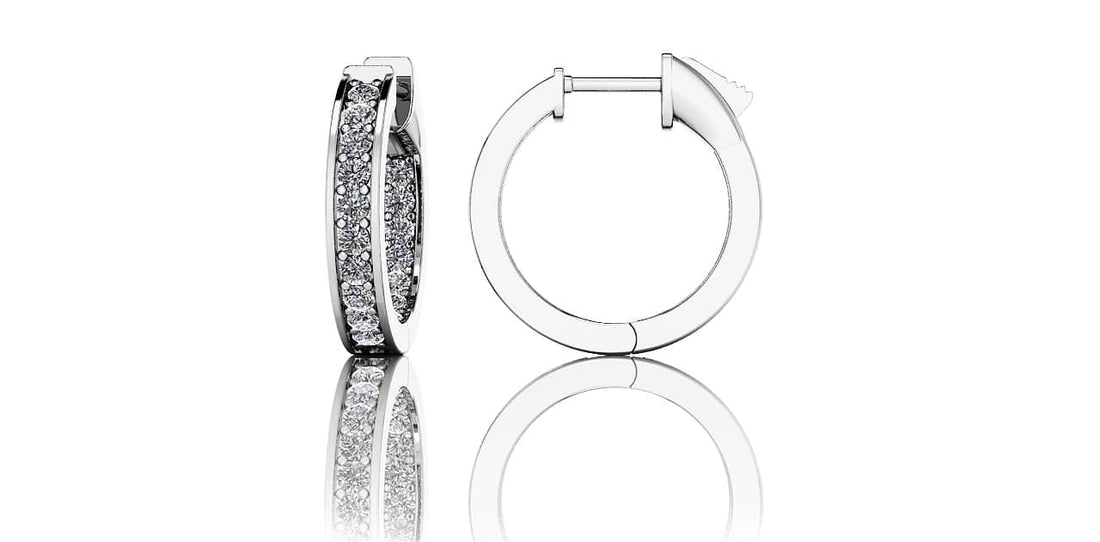 Petit Prong Set Diamond Lined Hoops Diamond  with 1.50 ct.(finished) 2.4mm