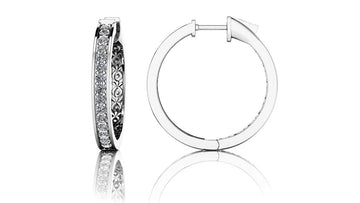 Small Prong Set Diamond Lined Hoops Diamond  with 1.30 ct.(finished) 2.4mm