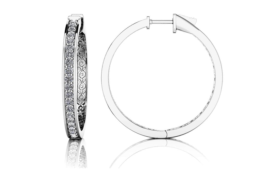 Medium Prong Set Diamond Lined Hoops Lab-Grown Diamond  with 0.78 ct.(finished) 1.5mm