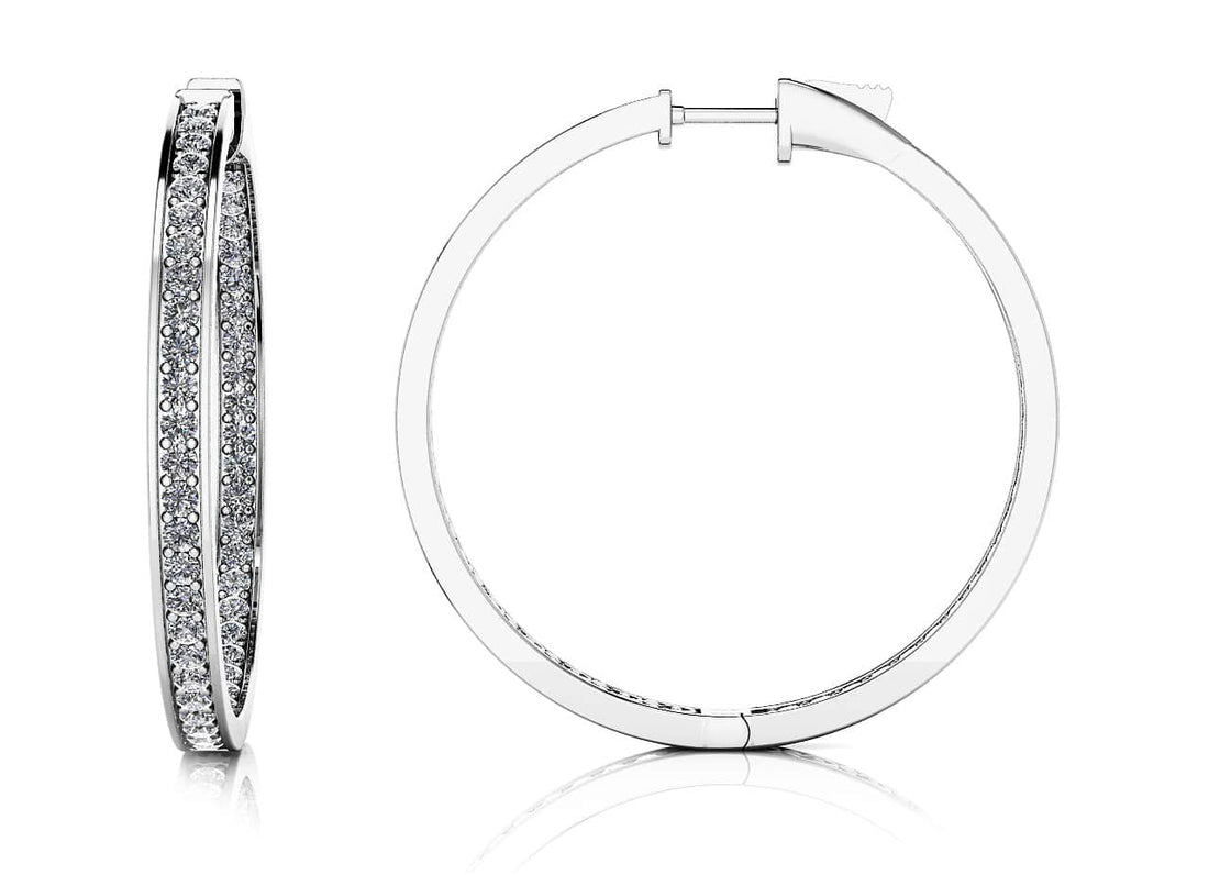 Large Shared Prong Single Row Diamond Hoops Lab-Grown Diamond  with 1.86 ct.(finished) 1.5mm