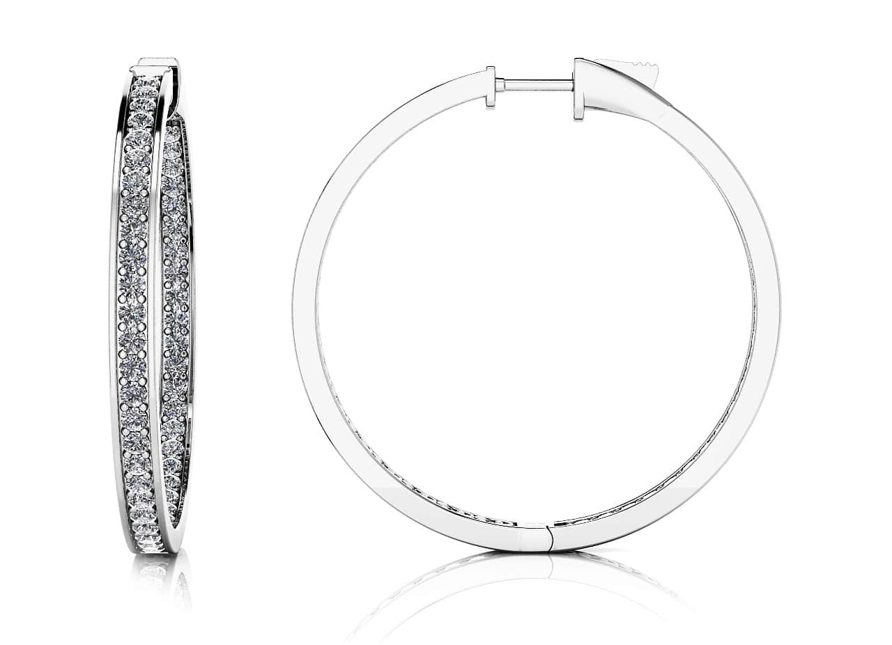 Large Shared Prong Single Row Diamond Hoops Diamond  with 4.00 ct.(finished) 2.4mm