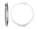 Extra Large Prong Set Diamond Lined Hoops Lab-Grown Diamond  with 2.05 ct.(finished) 2mm