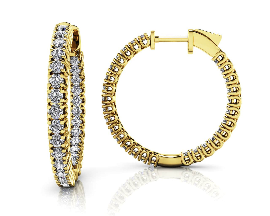 Elegant Curved Prong Diamond Hoop Earrings Small Lab-Grown Diamond  with 1.85 ct.(finished) 2mm