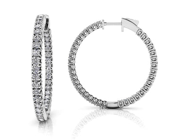 Elegant Curved Prong Diamond Hoop Earrings Medium Diamond  with 3.10 ct.(finished) 2.3mm