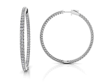 Elegant Curved Prong Hoop Earrings Extra Large Lab-Grown Diamond  with 3.70 ct.(finished) 2mm