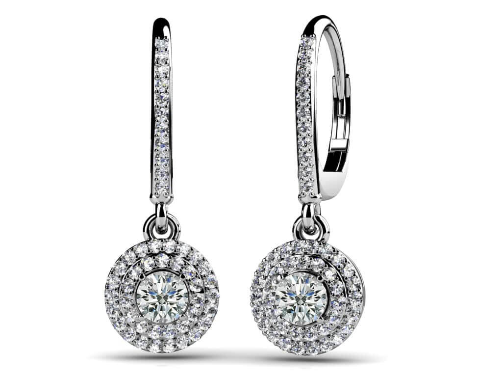 Surrounded By Sparkle Diamond Hoop Earrings Diamond  with 1.21 ct. (2X0.35 ct. center diamonds)