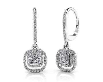 Day To Night Diamond Drop Earrings Diamond  with 1.80 ct. (2X0.50 ct. center diamonds)