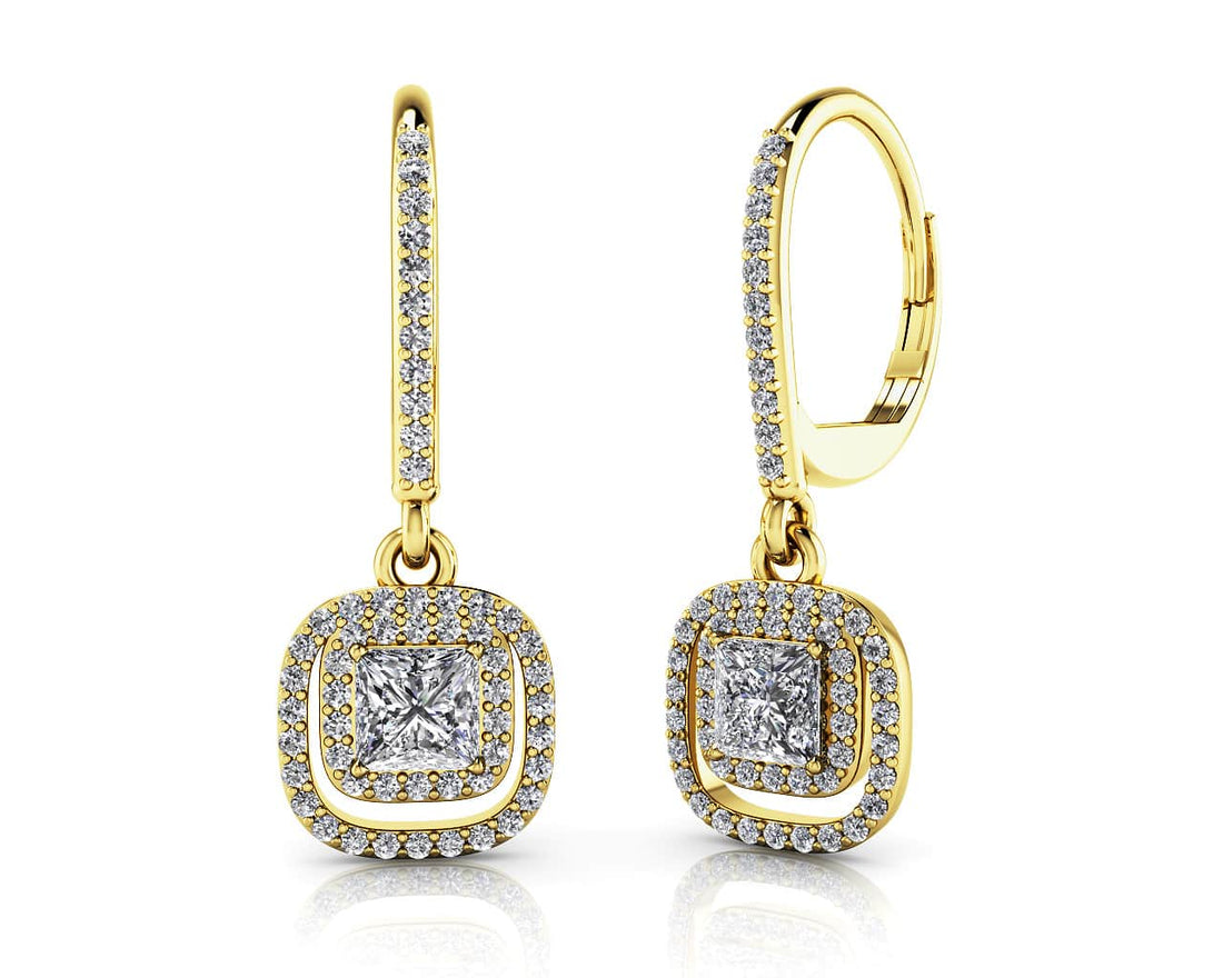 Day To Night Diamond Drop Earrings Diamond  with 1.06 ct. (2X0.27 ct. center diamonds)