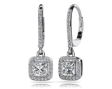 Princess Cut Diamond Allure Earrings Diamond  with 1.09 ct. (2X0.40 ct. center diamonds)