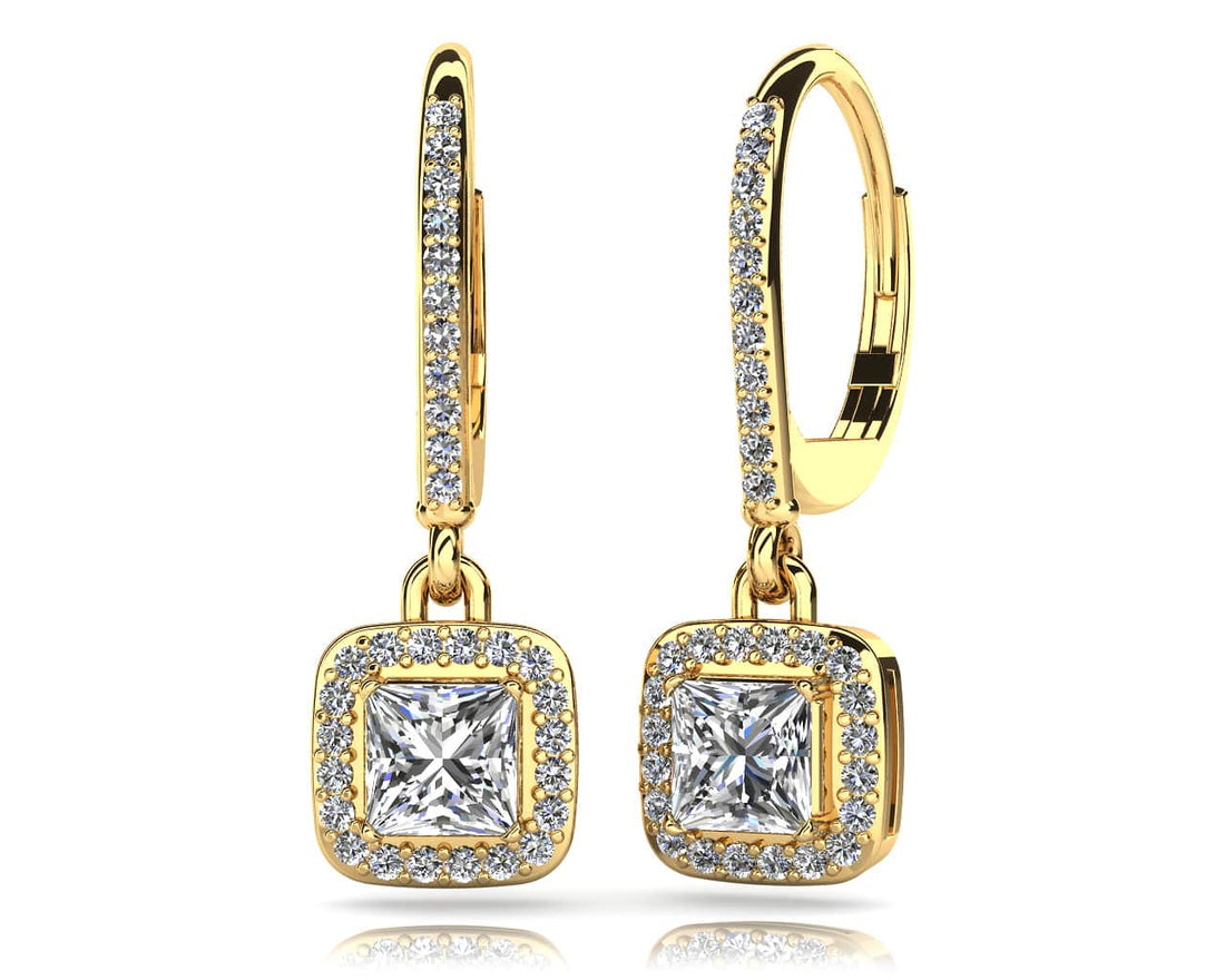 Princess Cut Diamond Allure Earrings Diamond  with 1.31 ct. (2X0.50 ct. center diamonds)