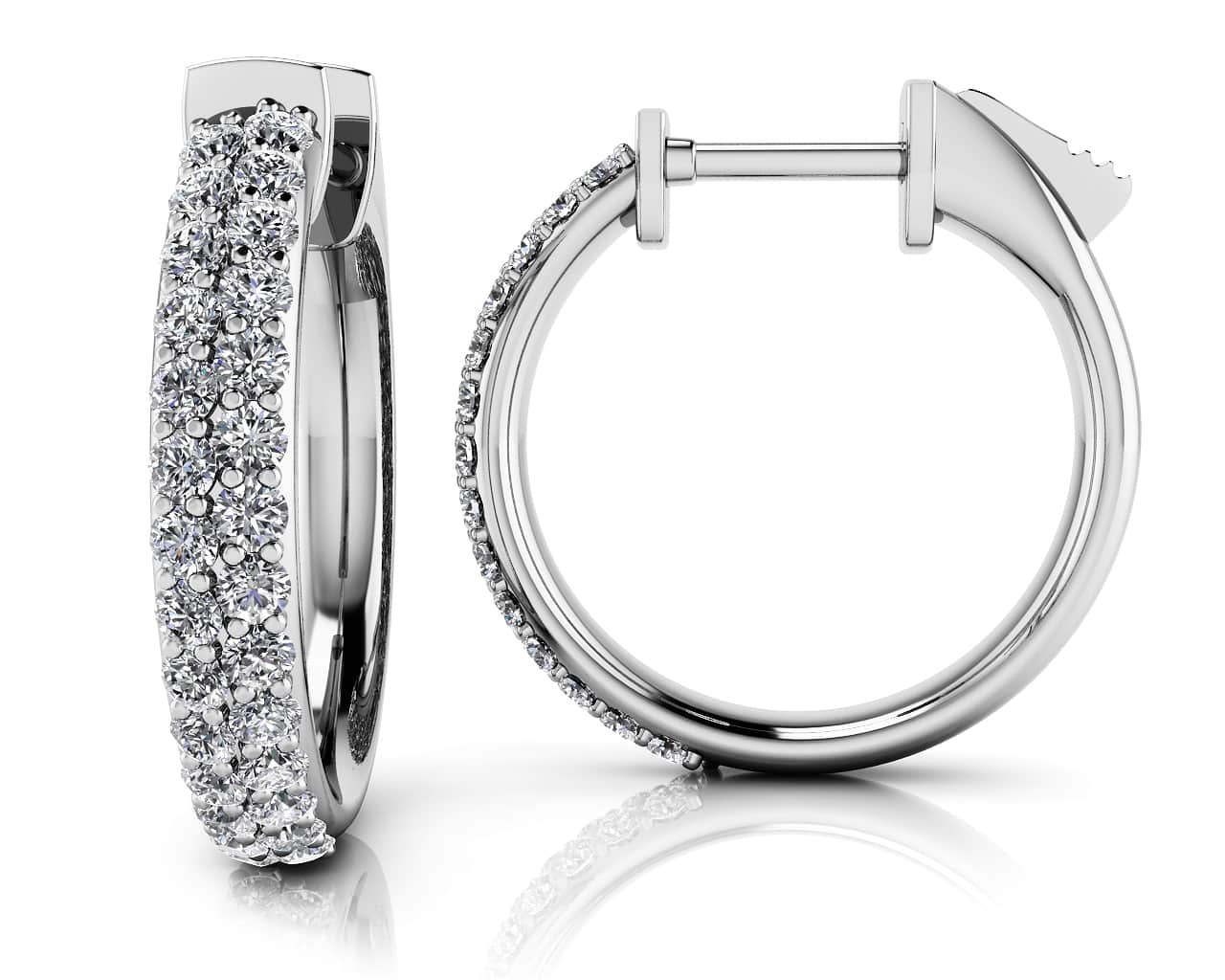 Dome Shaped Diamond Pave Hoop Earrings Extra Small Lab-Grown Diamond  with 0.73 ct.(finished) 1.4mm