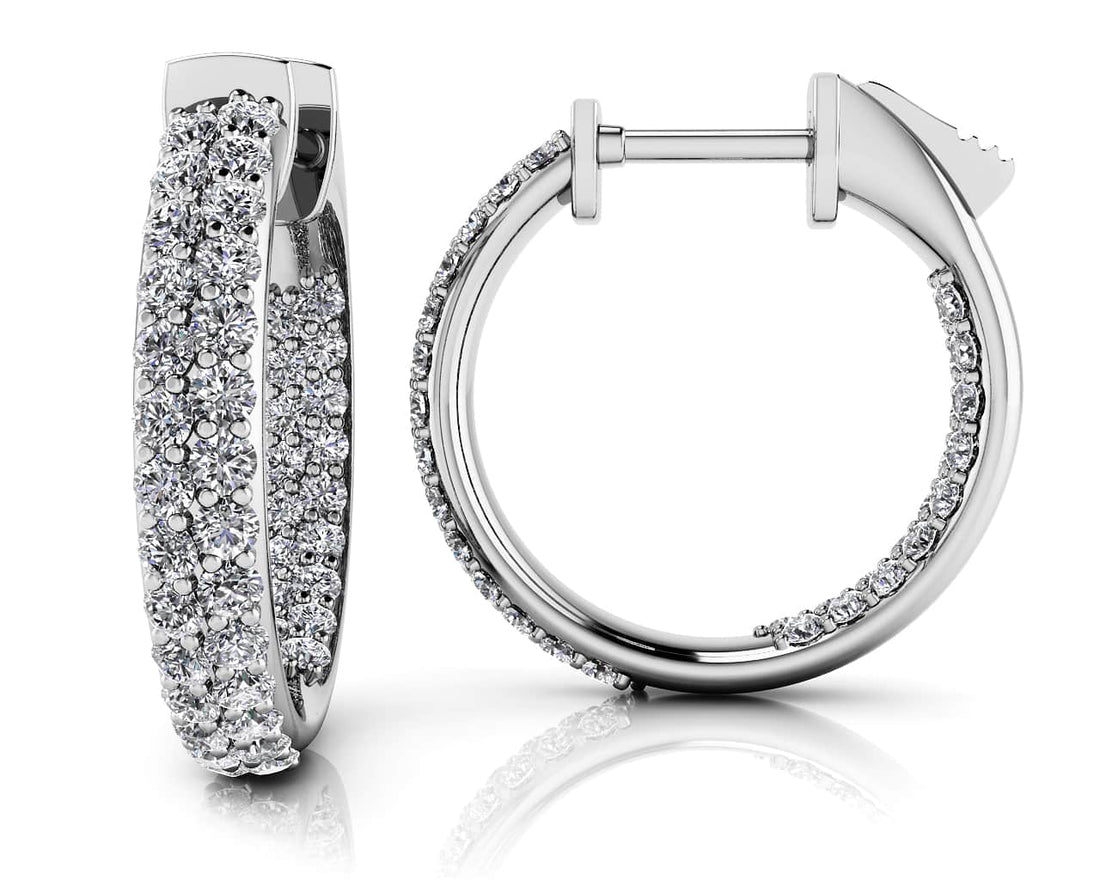 Inside Out Domed Diamond Hoop Earrings Extra Small Lab-Grown Diamond  with 1.20 ct.(finished) 1.4mm