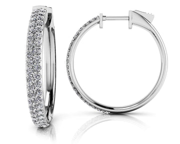 Diamond Pave Hoop Earrings Small Lab-Grown Diamond  with 0.60 ct.(finished) 1mm