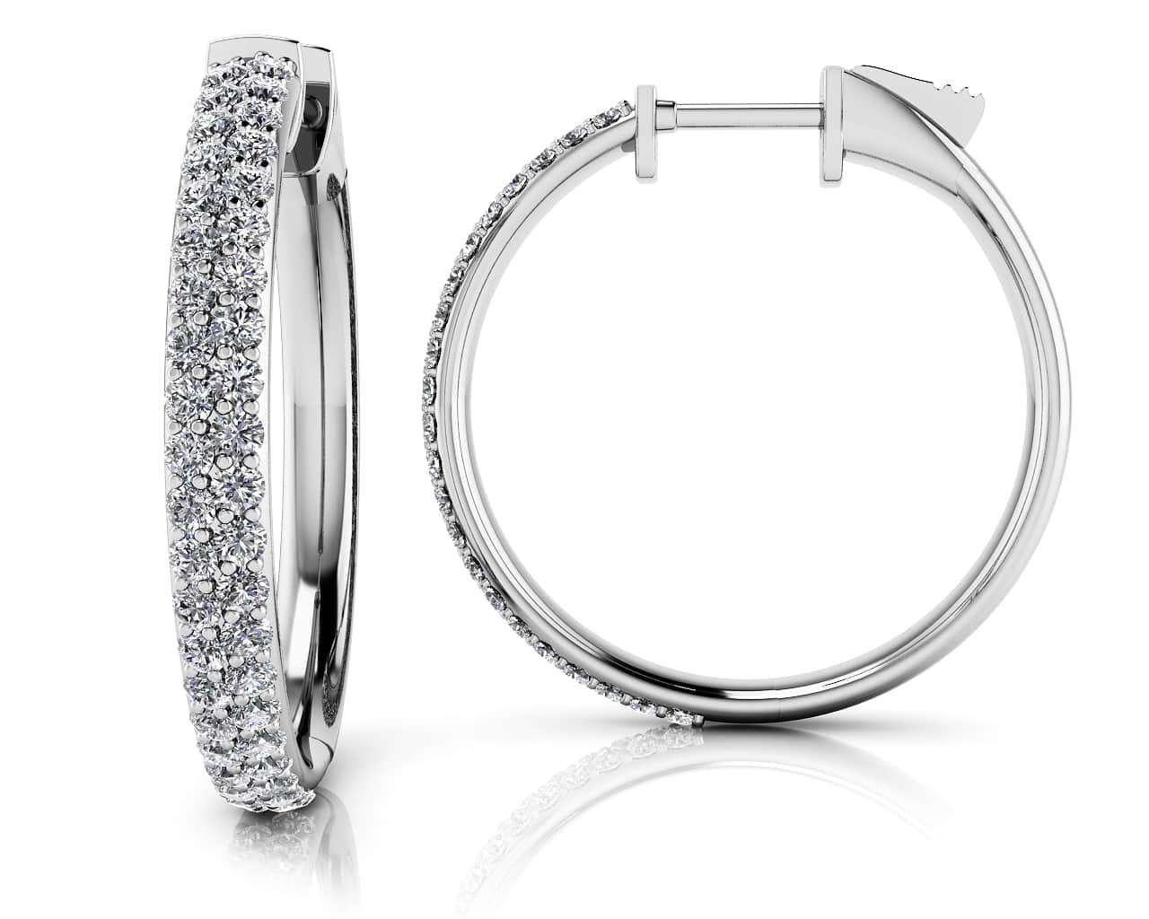 Diamond Pave Hoop Earrings Small Diamond  with 1.12 ct.(finished) 1.4mm