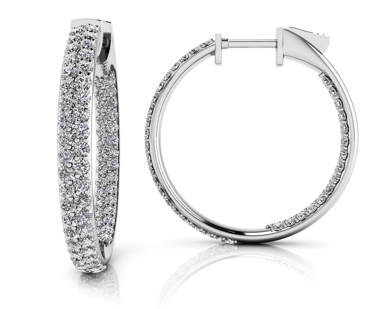 Inside Out Diamond Pave Hoop Earrings Small Diamond  with 1.90 ct.(finished) 1.4mm