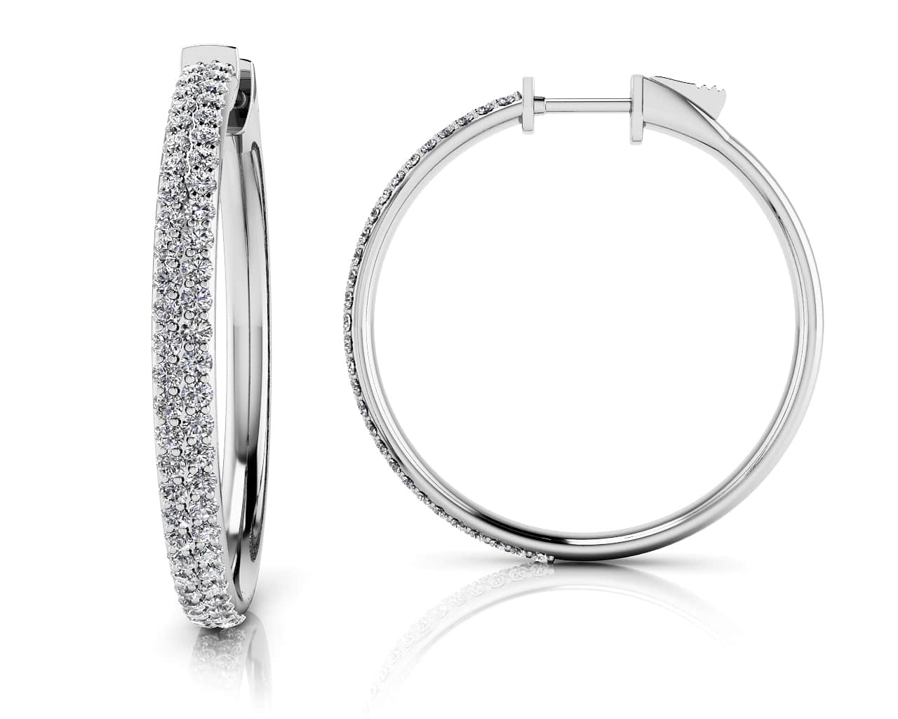 Diamond Pave Hoop Earrings Medium Lab-Grown Diamond  with 0.80 ct.(finished) 1mm