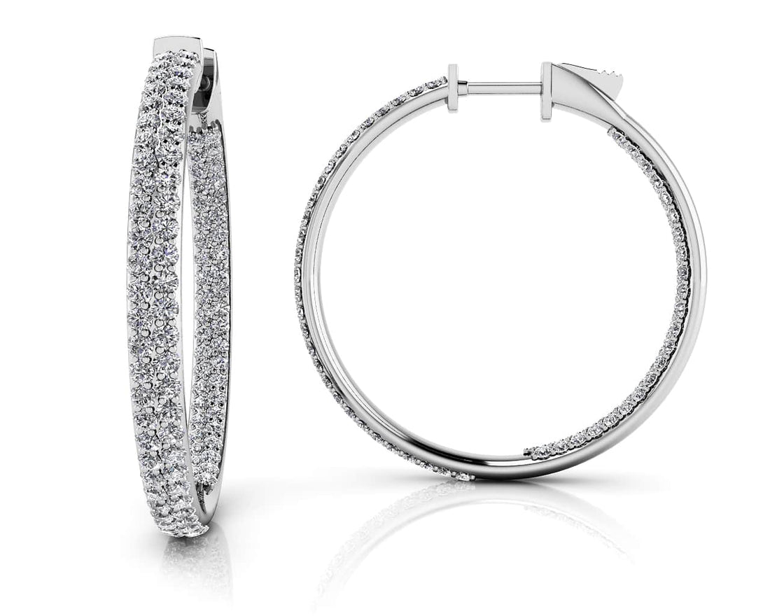 Inside Out Diamond Pave Hoop Earrings Medium Lab-Grown Diamond  with 2.63 ct.(finished) 1.4mm