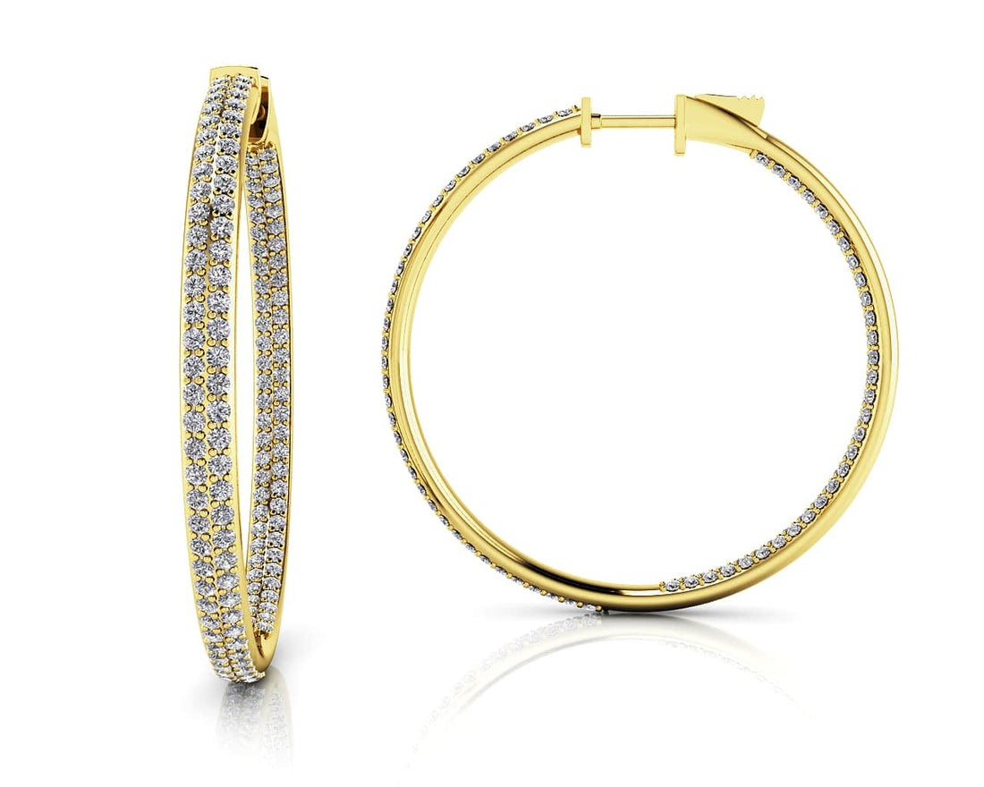 Inside Out Diamond Pave Hoop Earrings Large Lab-Grown Diamond  with 1.76 ct.(finished) 1mm